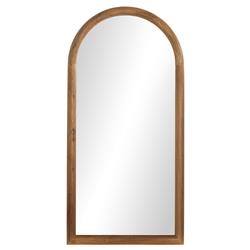 Zaira Rustic Lodge Brown Acacia Wood Arched Full Length Floor Mirror