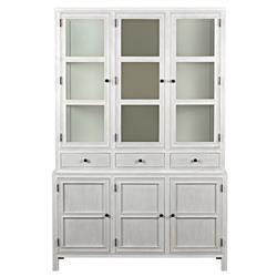 Caelor French Country Antique White Wash Colonial Hutch