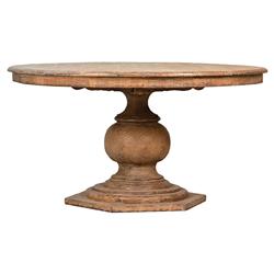 Robin French Brown Reclaimed Pine Wood Round Pedestal Dining Table - 59&#39;&#39;W
