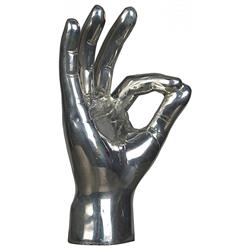 Farella Industrial Loft Distressed Silver OK Sign Hand Sculpture