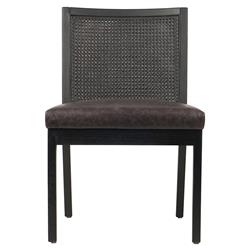 Annette Modern Classic Black Upholstered Leather Seat Wood Frame Dining Side Chair