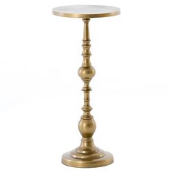 Carson Hollywood Regency Brass Aluminum Round Pedestal End Table