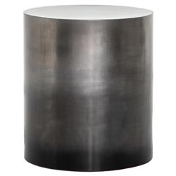 Maddux Industrial Loft Antique Silver Ombre Iron Cylinder Round Drum End Table