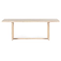 Marina Coastal Beach Whitewash Mango Wood Natural Woven Cane Dining Table - 84&quot;W