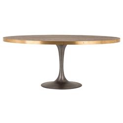 Cressley Industrial Polished Brass Grey Iron Oval Dining Table - 72"W