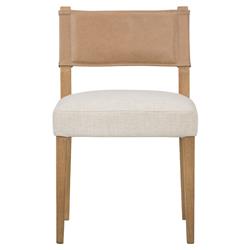 Ely Rustic Lodge Cream Performance Beige Wood Dining Side Chair