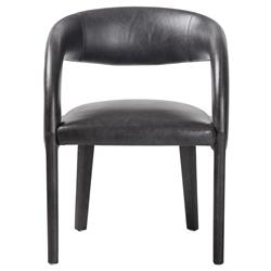 Alexander Mid Century Modern Black Upholstered Leather Dining Arm Chair