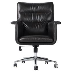 Arslan Industrial Loft Black Upholstered Leather Swivel Executive Office Chair
