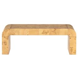 Cynthia Rustic Lodge Natural Burl Wood Curved Rectangular Coffee Table