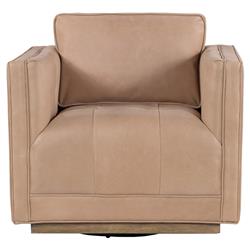 Celeste Rustic Lodge Beige Upholstered Brown Wood Tufted Seat Swivel Arm Chair