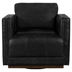 Celeste Rustic Lodge Black Upholstered Brown Wood Tufted Seat Swivel Arm Chair