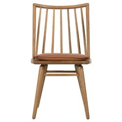 Lara Rustic Lodge Brown Leather Oak Windsor Dining Side Chair