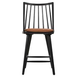 Lara Rustic Lodge Brown Leather Black Oak Windsor Counter Stool