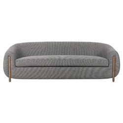 Riley Mid Century Modern Grey Performance Upholstered Natural Wood Sofa - 86.5&quot;W