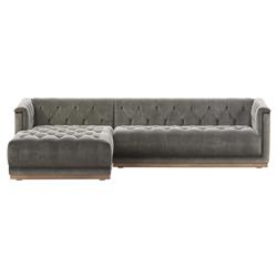 Emmy Rustic Grey Upholstered Velvet Sectional - Left Arm Facing - 109&quot;W x 62&quot;D