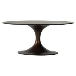 Mona French Country Brown Aluminum Round Pedestal Coffee Table