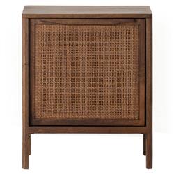 Rhian Coastal Beach Woven Cane Brown Black Mango Wood Left Facing Nightstand