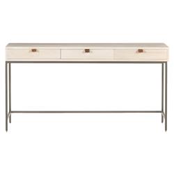 Theodore Industrial Loft Dove White Wood Grey Iron Base 3 Drawer Writing Desk