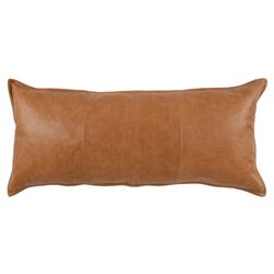 Selene Modern Classic Chestnut Brown Leather Lumbar Pillow - 16x36