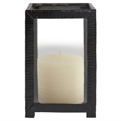 Open Box Zahir Modern ClassicClear Glass Black Iron Candleholder - Small
