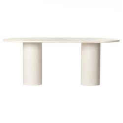 Gary Modern Classic Cream Solid Marble Oval Dining Table - 78&#39;&#39;W