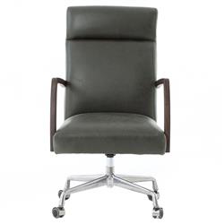 Sonn Mid Century Black Upholstered Leather Silver Stainless Steel Office Chair