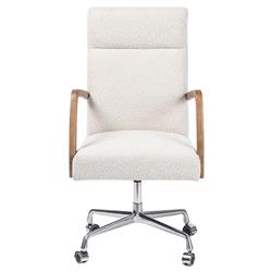 Sonn Mid Century Cream Performance Boucle Silver Stainless Steel Office Chair