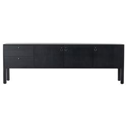 Luca Industrial Loft Black Wash Wood 2 Drawer 3 Door Media Console