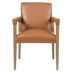 Jolie Rustic Lodge Brown Faux Leather Upholstered Wood Dining Arm Chair