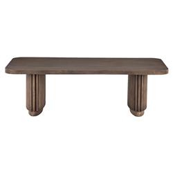 Farvald Mid Century Modern Dark Brown Reclaimed Wood Rectangular Coffee Table