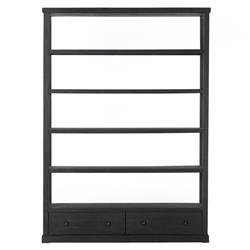 Winston Rustic Lodge Black Reclaimed Wood 2 Drawer Open Back Bookcase