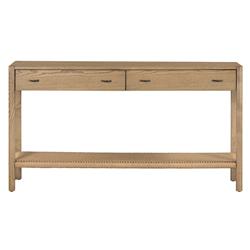 Zulu Rustic Natural Brown Wood Black Iron 2 Drawer Rectangular Console Table