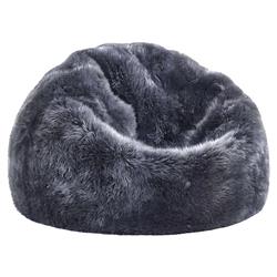 Shiloh Modern Steel Grey Long Wool Sheepskin Fur Beanbag