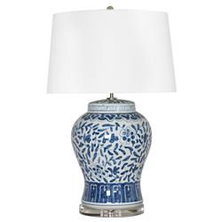 Royal French Blue Ceramic Crystal Bedside Table Lamp