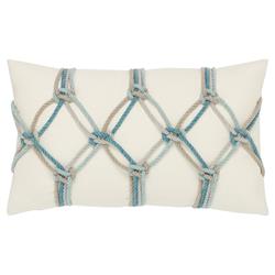 Cara Coastal Aqua Rope Indoor Outdoor Lumbar Pillow - 12x20
