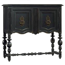 Charles French Country Distressed Black Wood Sideboard