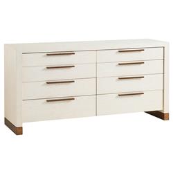 Bluff Modern Winter White Oak Metal Base 8 Drawer Double Dresser