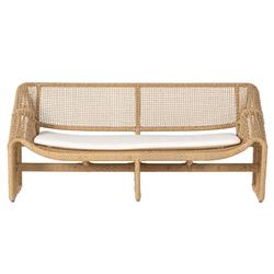 Lani Coastal Beach White Cushion Brown Woven Wicker Outdoor Sofa - 63"W