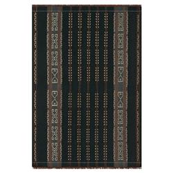 Bughaw Global Bazaar Dark Blue Wool Tribal Patterned Rug - 5'x8'