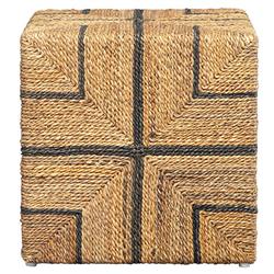 Wolf Coastal Beach Brown Twisted Banana Leaf Wrapped Cube Ottoman