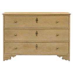 Province French Brown Oak Brass Pulls 3 Drawer Bachelor Chest