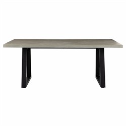 Maceo Modern Classic Grey Stone Top Black Iron Base Outdoor Dining Table - 78.75"W