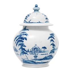 Juliska Country Estate Garden Follies Delft Blue Ceramic Decorative Ginger Jar