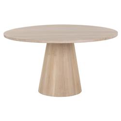 Gohan Rustic Lodge Light Brown Oak Wood Round Pedestal Dining Table - 54&quot;W