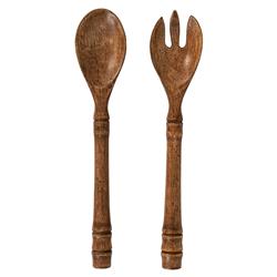 Juliska Bilbao Rustic Lodge Brown Wood Salad Servers