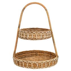 Juliska Provence Coastal Beach Natural Rattan Whitewash Detail Two Tiered Server