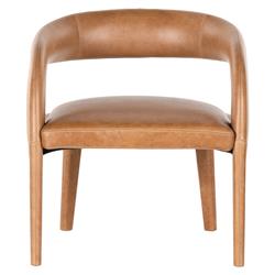 Alexander Mid Century Modern Brown Upholstered Leather Barrel Living Room Chair