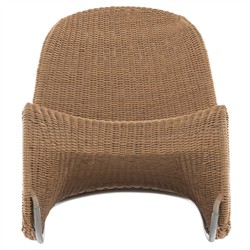 Ivanna Coastal Beach Brown Woven Wicker Outdoor Rocking Chair