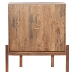 Rissa Mid Century Modern Brown Acacia Wood 2 Door Bar Cabinet