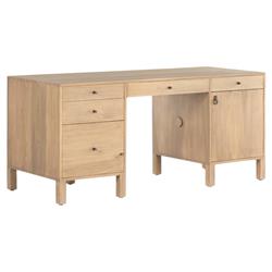 Isaac Rustic Lodge Brown Wood 5 Drawer 1 Door Executive Desk